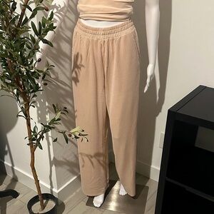 Women's Beige Ribbed Pants